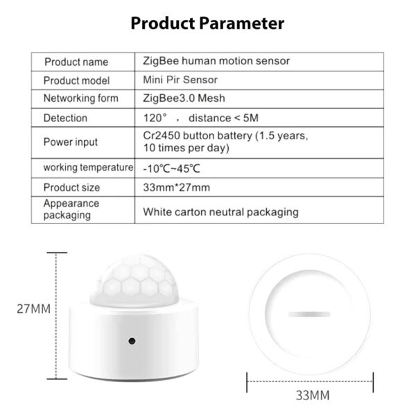 Mini Pir sensor Zigbee + Lux - Image 2